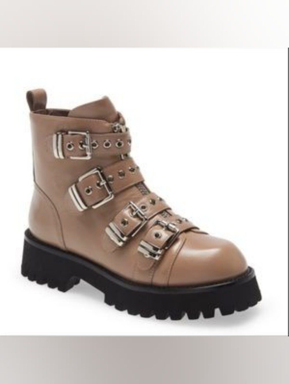 Jeffrey Campbell Recessed Lug Sole Bootie in the Taupe Silver S6.5